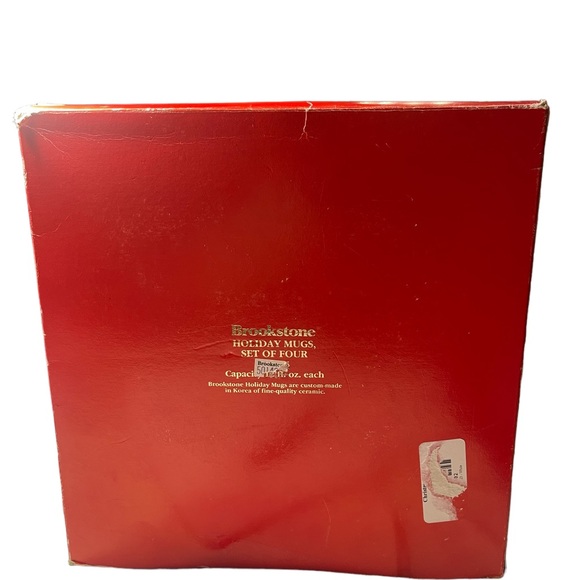 BROOKSTONE SET 4 DARK GREEN CHRISTMAS HOLIDAY CERAMIC COFFEE, COCOA MUGS. Vtg - Picture 9 of 9